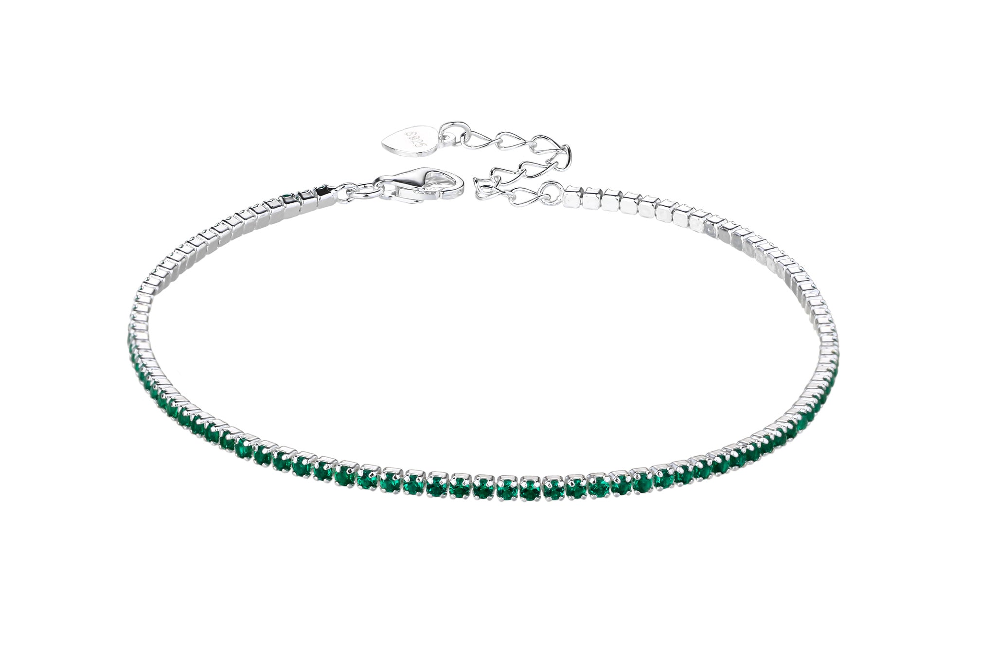Pulsera tenis 1.5mm con circonia redonda de color 17+3cm en plateado