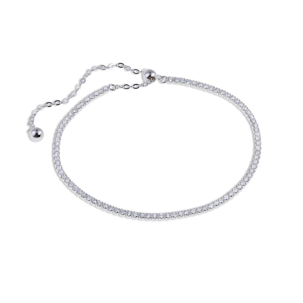 Pulsera ajustable de corazones con circonia blanca 16+7cm en plateado