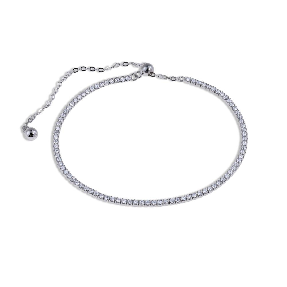 Pulsera ajustable de corazones con circonia blanca 16+7cm en plateado