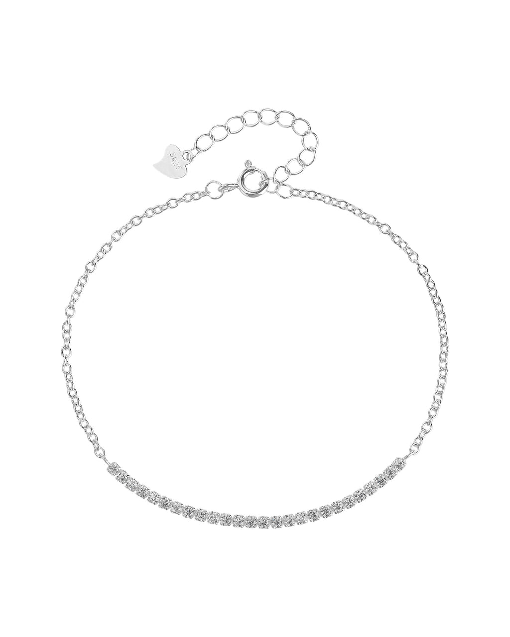 Pulsera tenis ajustable con circonia redonda 17+3cm en plateado