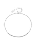 Pulsera tenis ajustable con circonia redonda 17+3cm en plateado