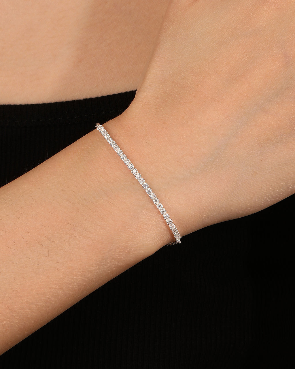 Pulsera tenis ajustable con circonia redonda 17+3cm en plateado