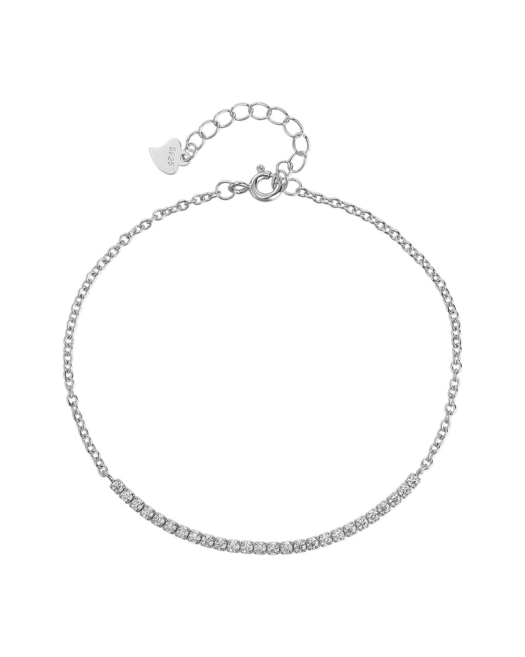 Pulsera tenis ajustable con circonia redonda 17+3cm en rodizado
