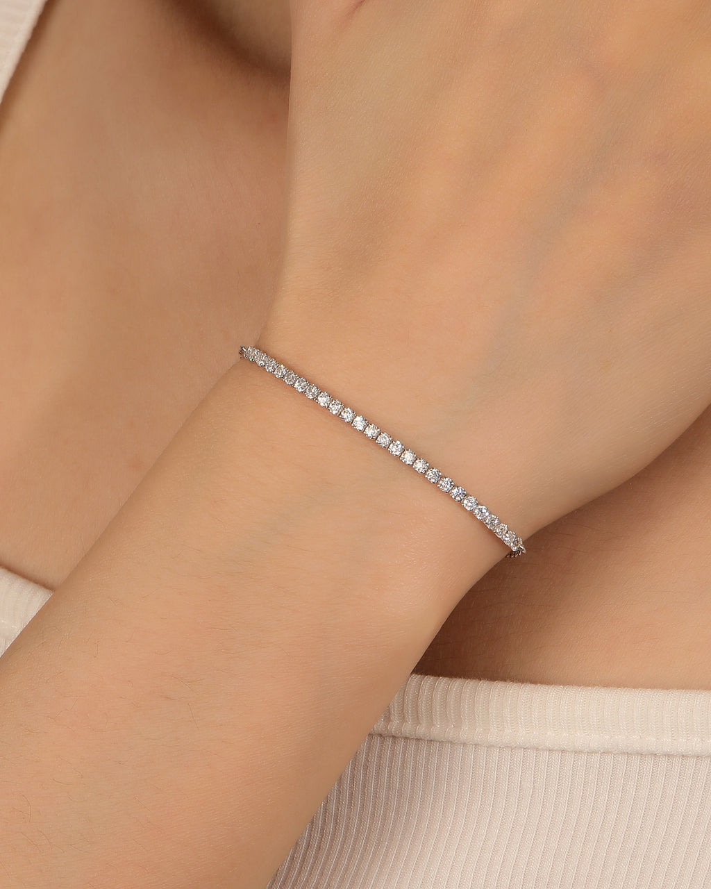 Pulsera tenis ajustable con circonia redonda 17+3cm en rodizado