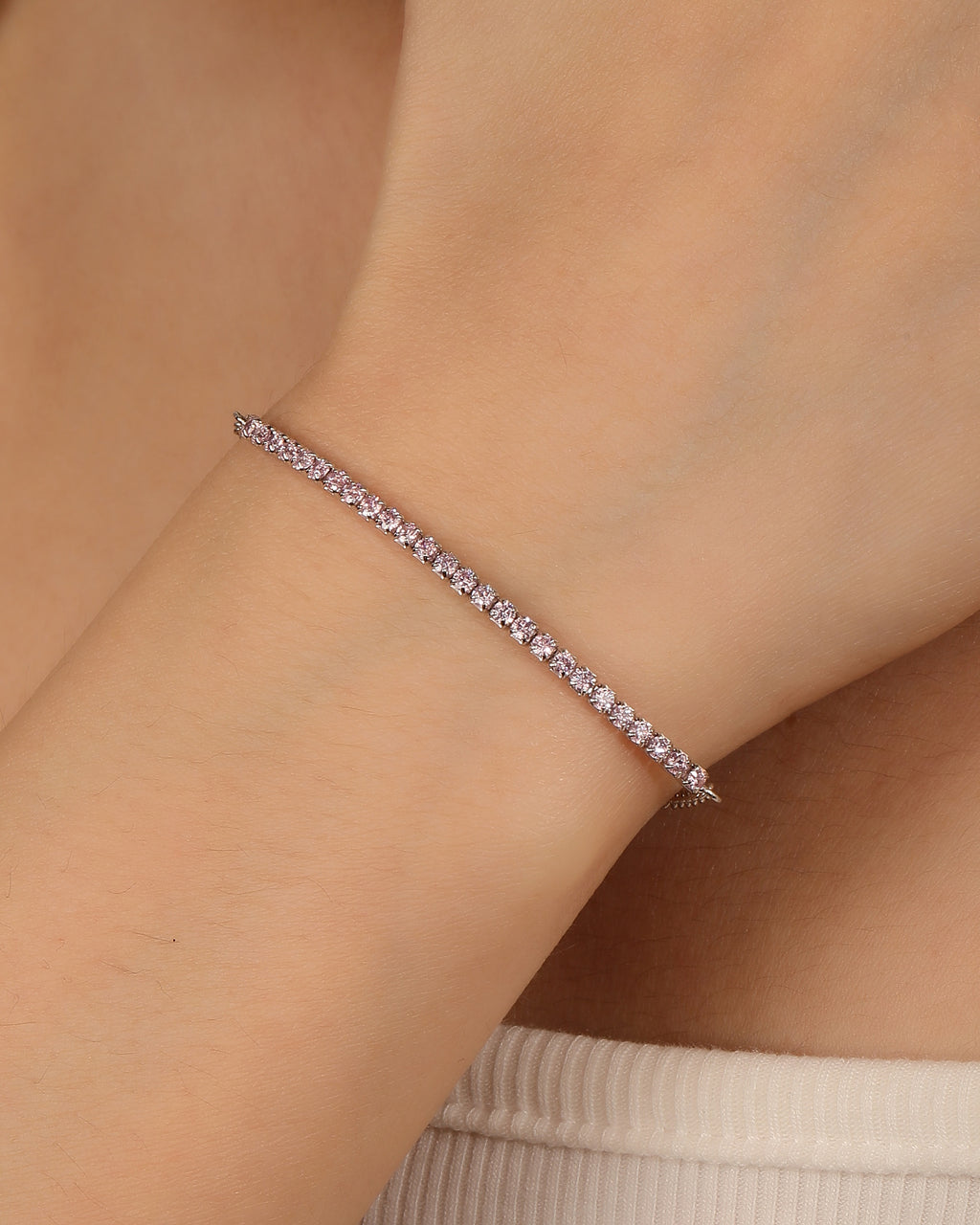 Pulsera tenis ajustable con circonia redonda 17+3cm en rodizado