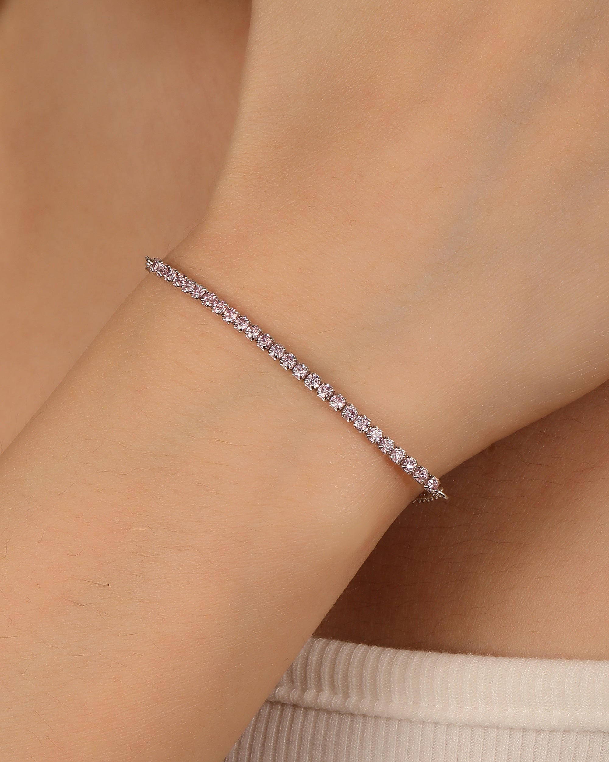 Pulsera tenis ajustable con circonia redonda 17+3cm en rodizado