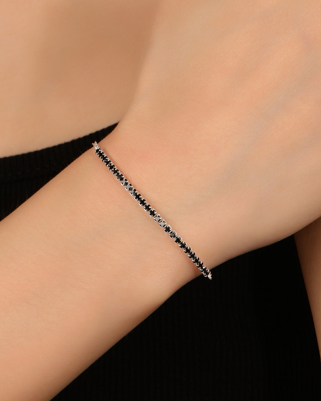 Pulsera tenis ajustable con circonia redonda 17+3cm en plateado