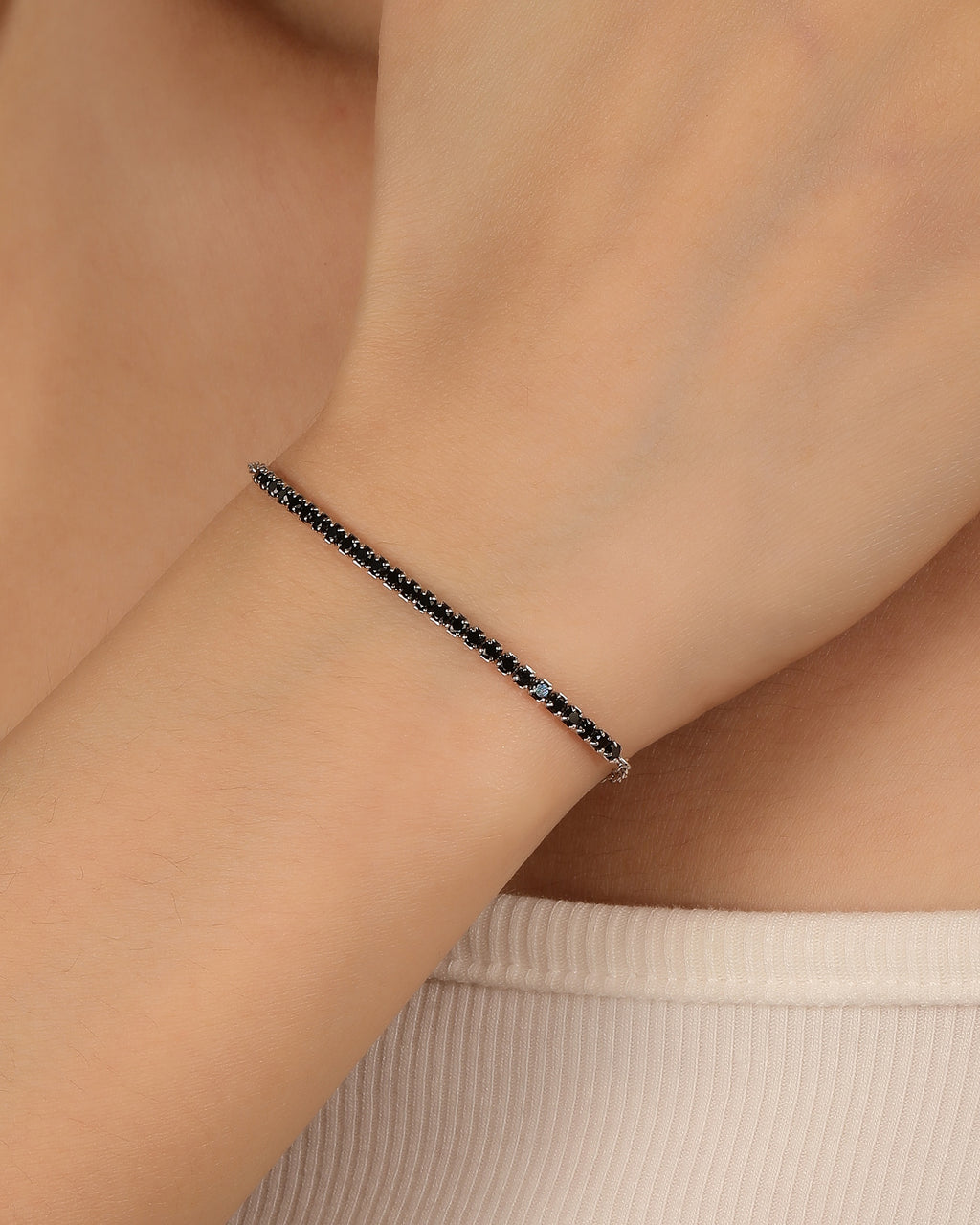 Pulsera tenis ajustable con circonia redonda 17+3cm en rodizado