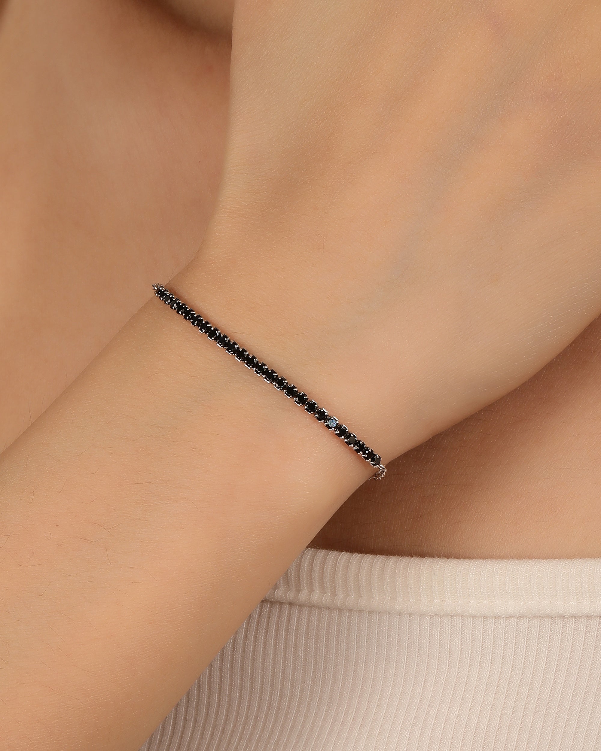 Pulsera tenis ajustable con circonia redonda 17+3cm en rodizado