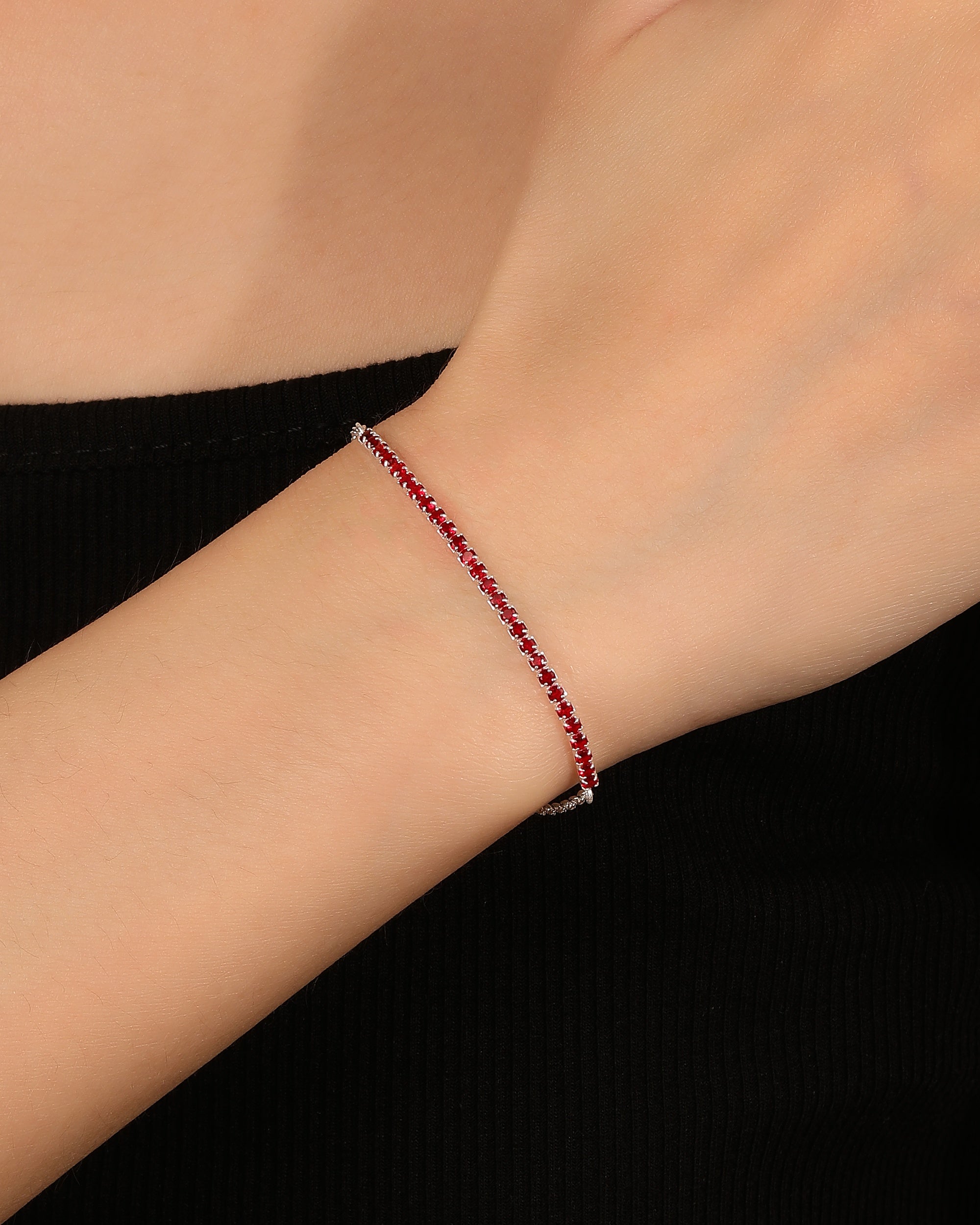Pulsera tenis ajustable con circonia redonda 17+3cm en plateado