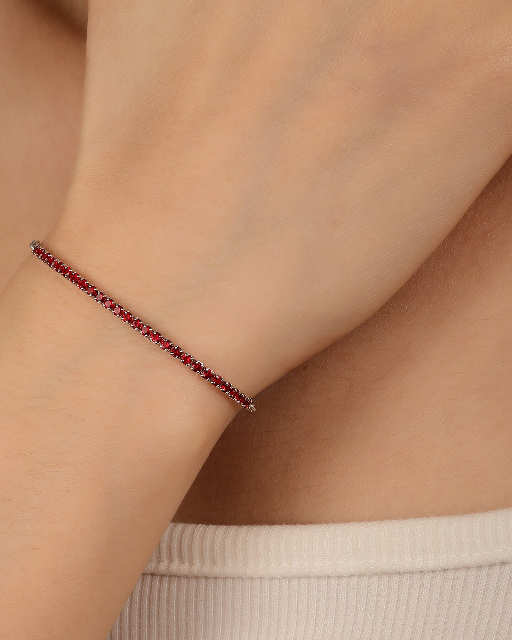 Pulsera tenis ajustable con circonia redonda 17+3cm en rodizado