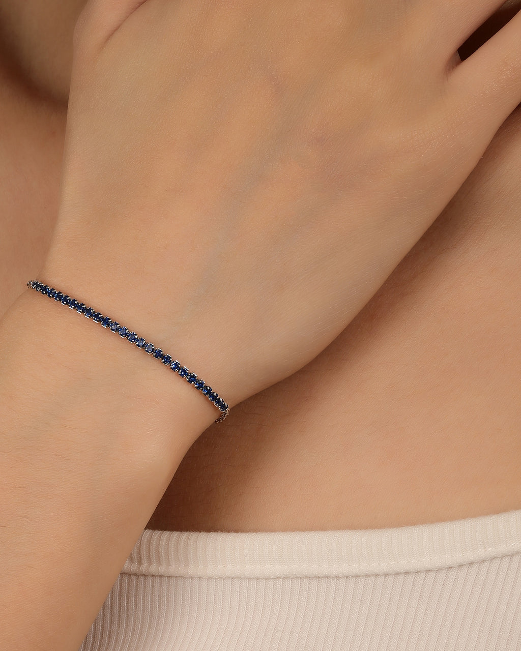 Pulsera tenis ajustable con circonia redonda 17+3cm en rodizado