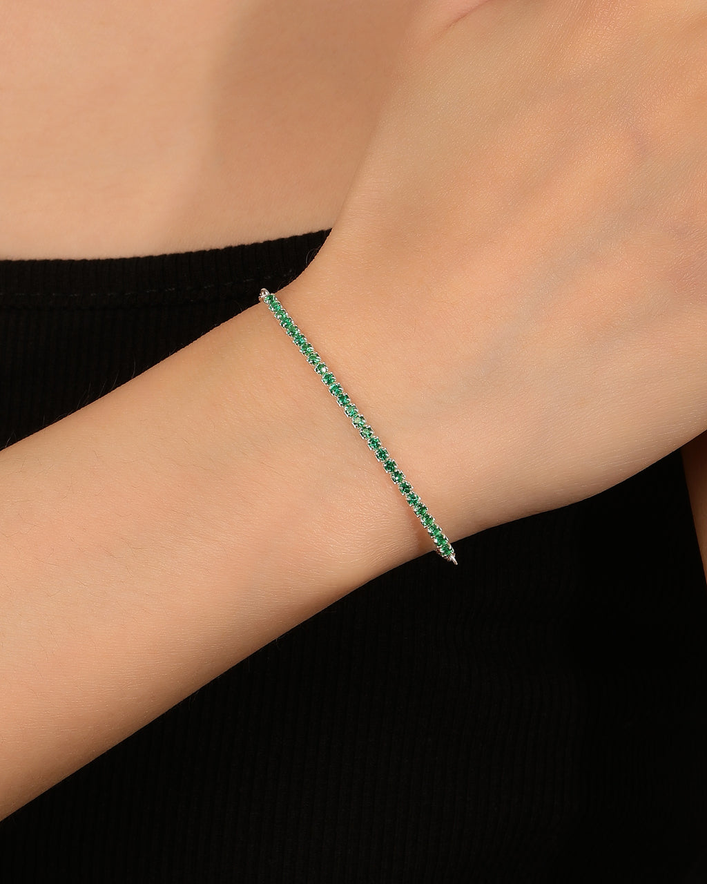 Pulsera tenis ajustable con circonia redonda 17+3cm en plateado