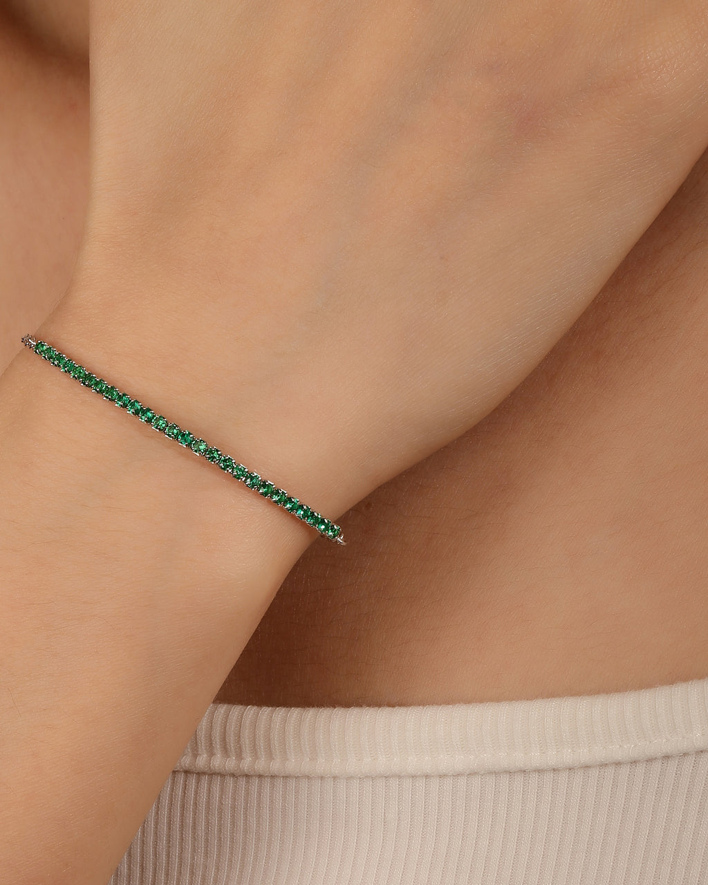 Pulsera tenis ajustable con circonia redonda 17+3cm en rodizado