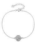 Pulsera sencilla de Cruz con circonia blanca 17+3cm en rodizado