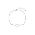 Pulsera sencilla de corazon con circonia blanca 17+3cm en plateado