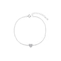 Pulsera sencilla de corazon con circonia blanca 17+3cm en rodizado