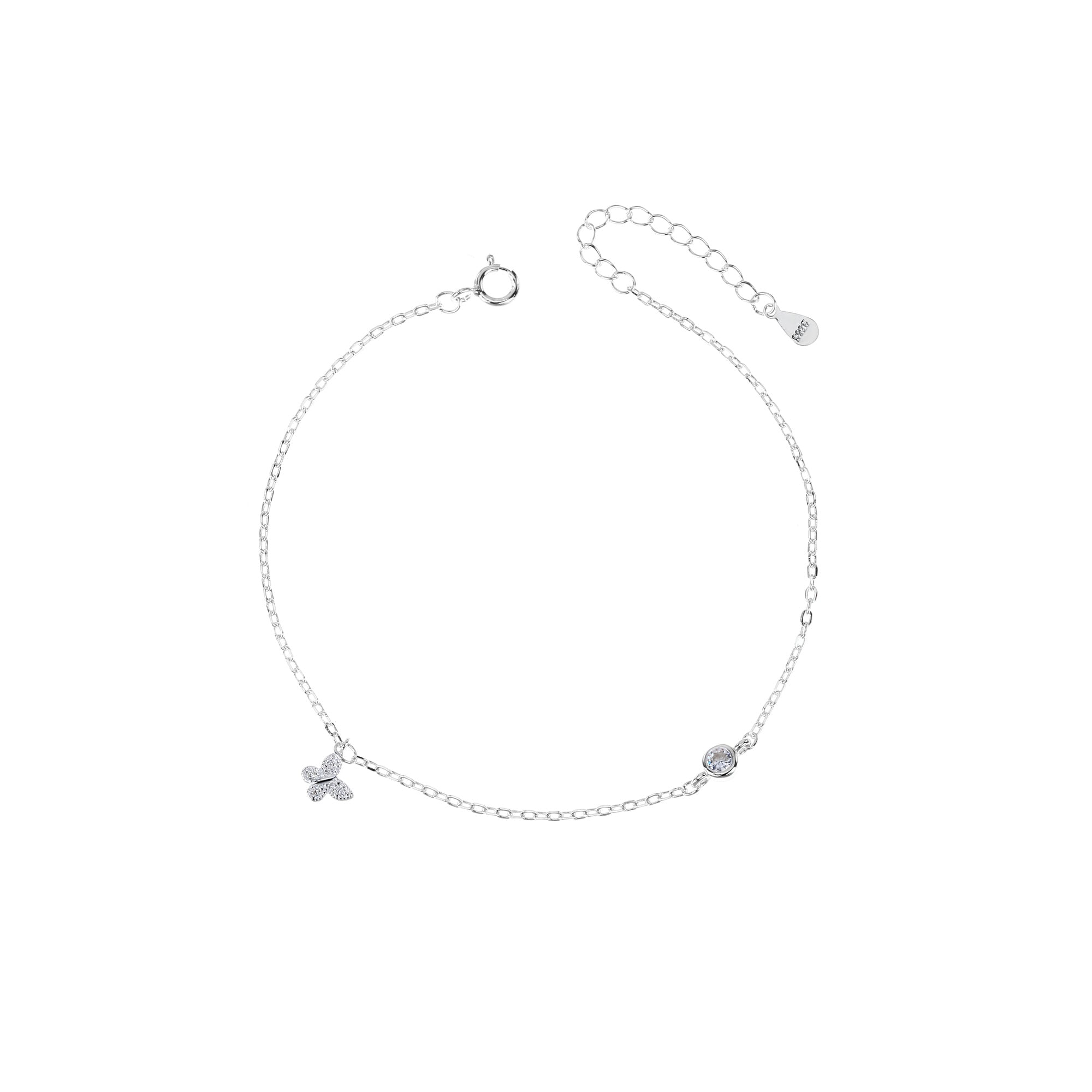 Pulsera sencilla de estrella con circonia blanca 17+3cm en rodizado