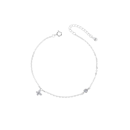 Pulsera sencilla de estrella con circonia blanca 17+3cm en rodizado