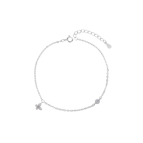 Pulsera sencilla de estrella con circonia blanca 17+3cm en rodizado