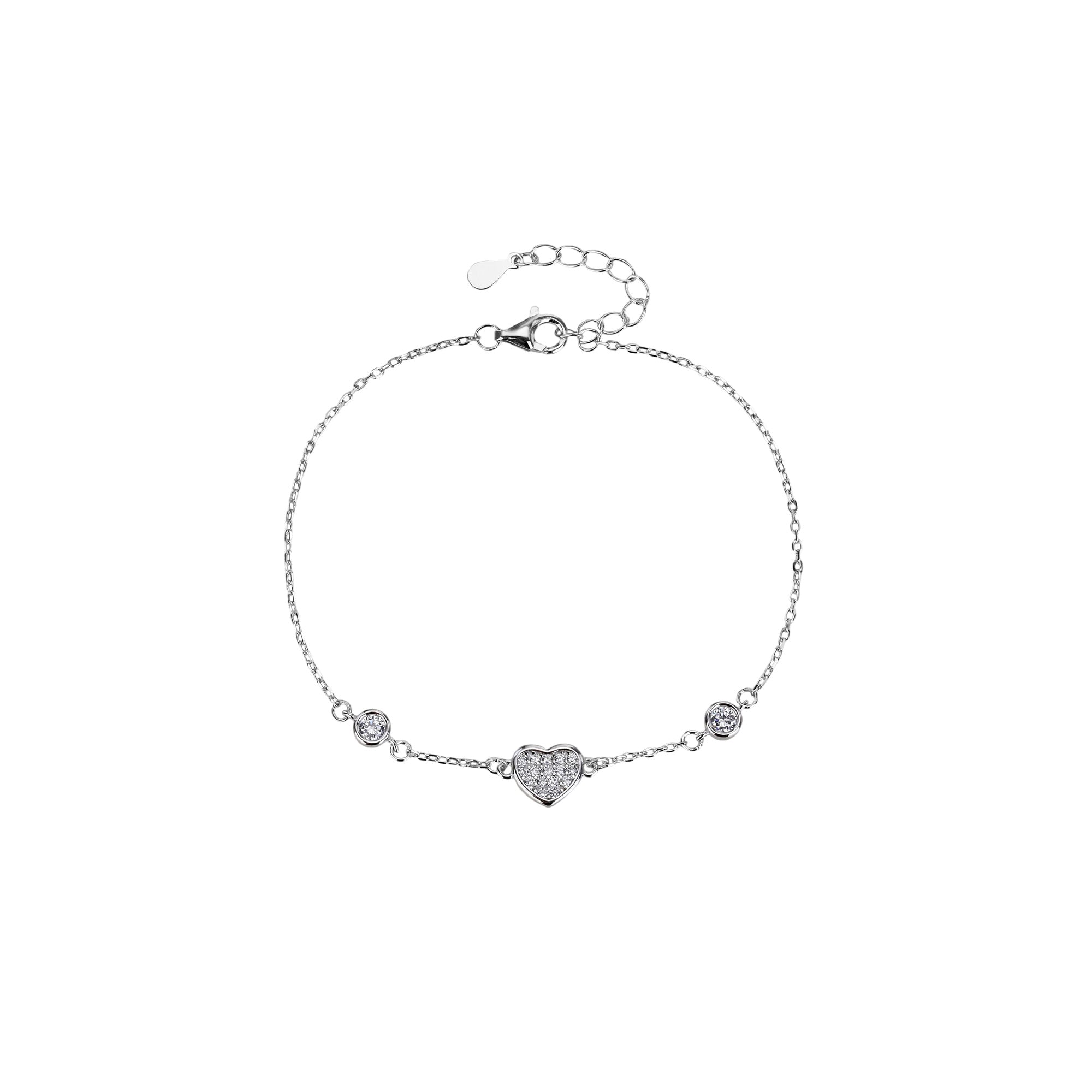 Pulsera sencilla de corazon y circonias bicelados en rodizado