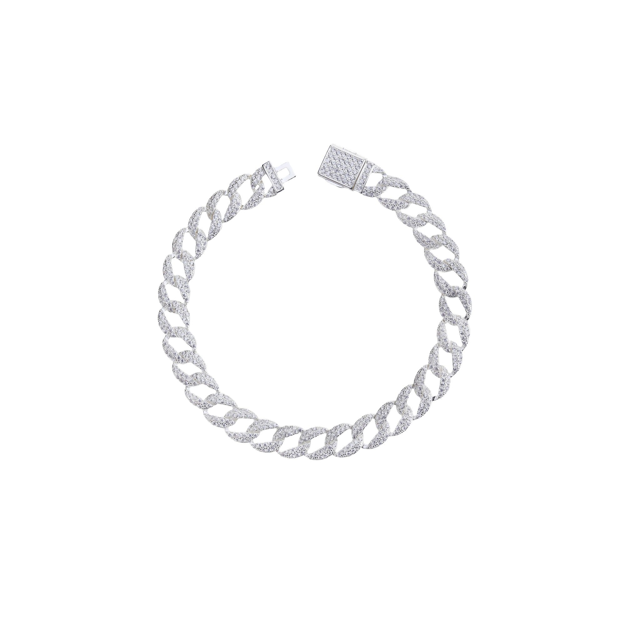 Pulsera barbada con estilo pavé en circonia 22cm en plateado