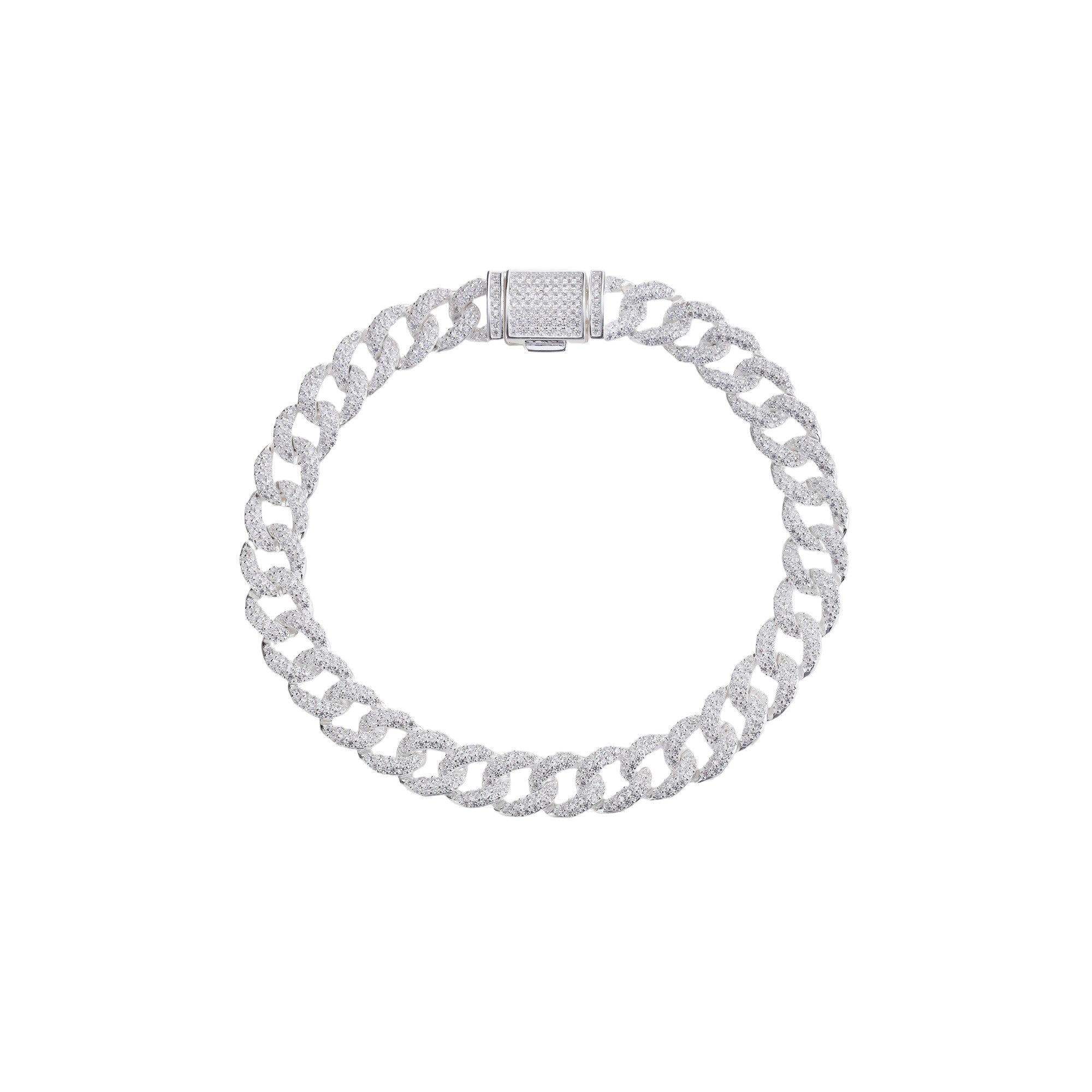 Pulsera barbada con estilo pavé en circonia 22cm en plateado