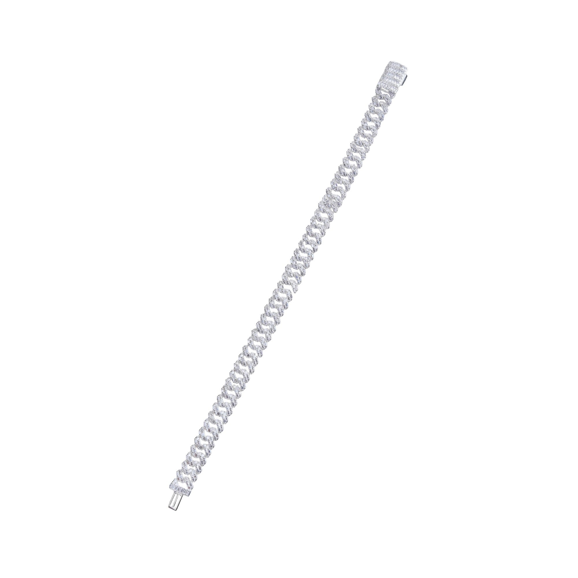 Pulsera barbada acabado pavé con circonia 22cm en plateado