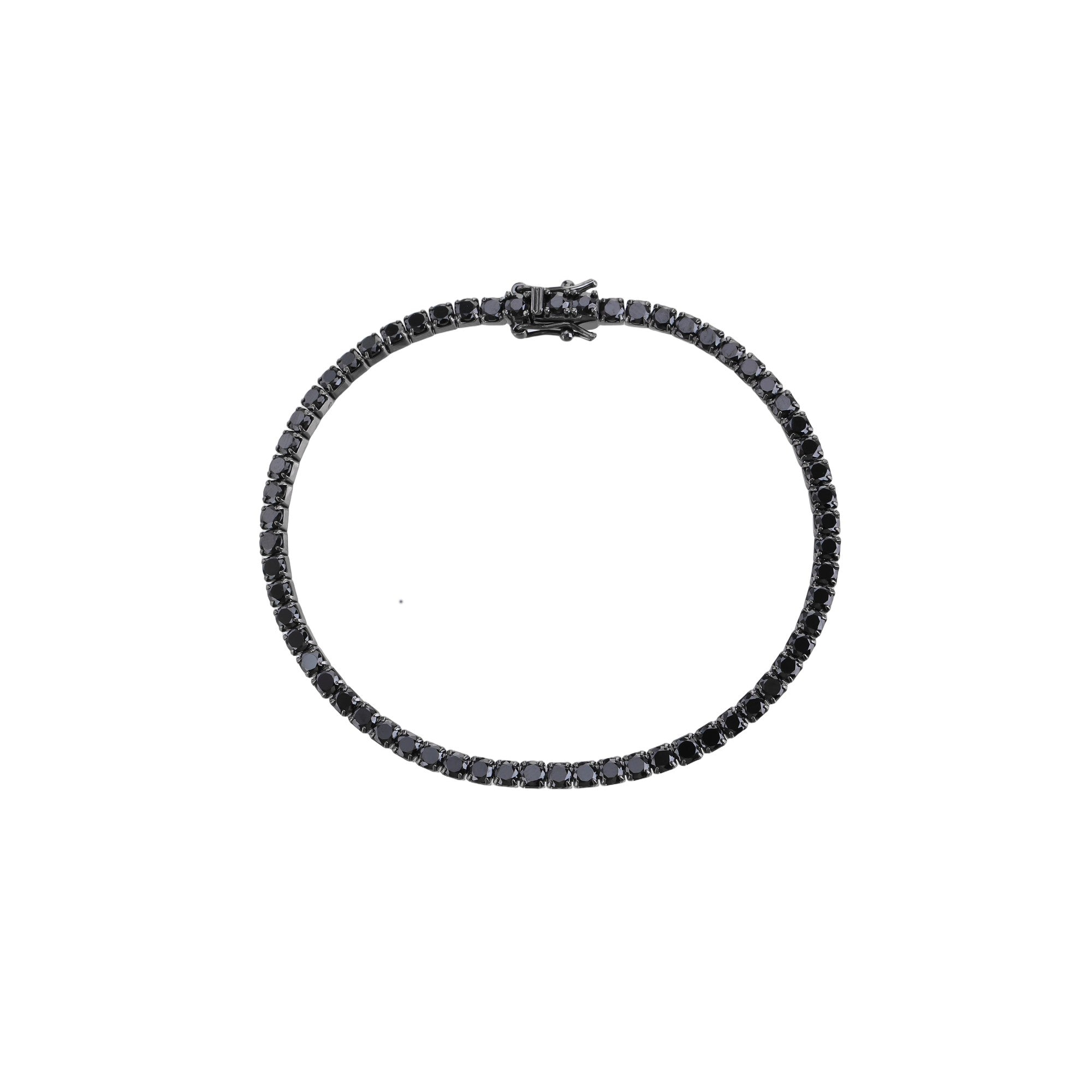 Pulsera tenis con broche caja de pestillos y circonia negra 22cm en rodizado negro
