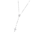 Rosario de Virgen de Guadalupe con circonia blanca 3mm en plateado