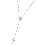 Rosario de Virgen de Guadalupe con circonia blanca 3mm en plateado