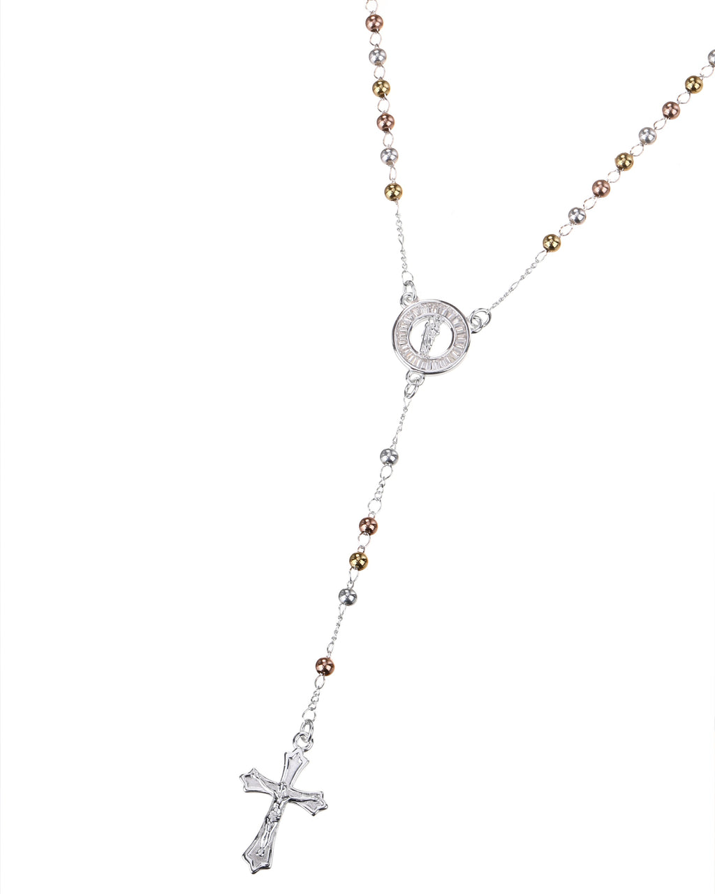 Rosario de san judas con circonia blanca 3mm en florentino