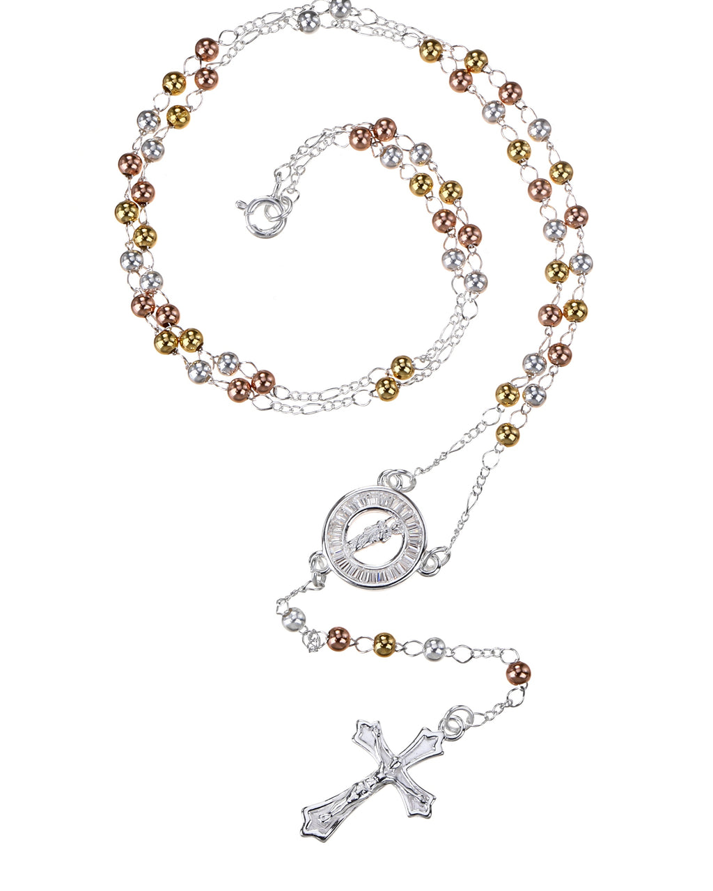 Rosario de san judas con circonia blanca 3mm en florentino