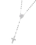 Rosario de Virgen de Guadalupe con circonia blanca 3mm en plateado