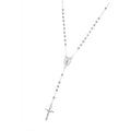 Rosario de Virgen de Guadalupe con circonia blanca 3mm en plateado