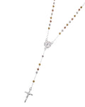 Rosario de Virgen de Guadalupe con circonia blanca 3mm en florentino