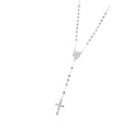 Rosario de Virgen de Guadalupe con circonia blanca 3mm en plateado