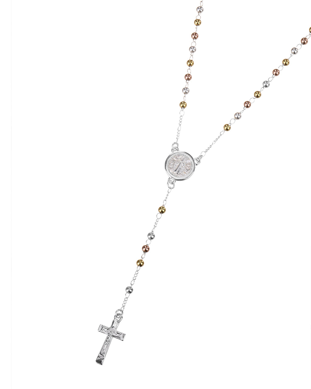 Rosario de San Benito con circonia blanca 3mm en florentino